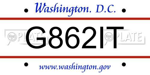 G862IT District Of Columbia License Plate