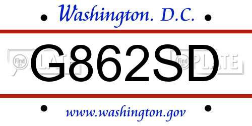 G862SD District Of Columbia License Plate
