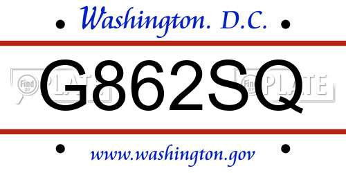 G862SQ District Of Columbia License Plate