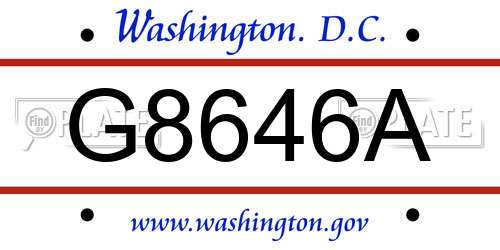 G8646A District Of Columbia License Plate