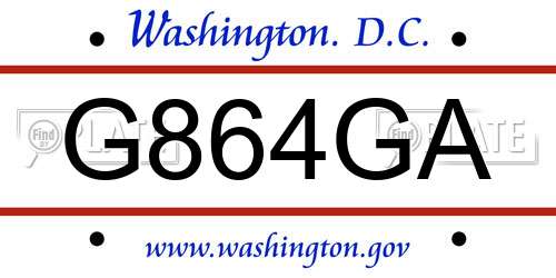 G864GA District Of Columbia License Plate