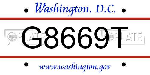 G8669T District Of Columbia License Plate
