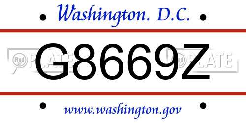 G8669Z District Of Columbia License Plate