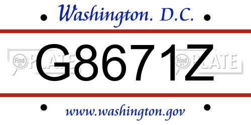 G8671Z District Of Columbia License Plate
