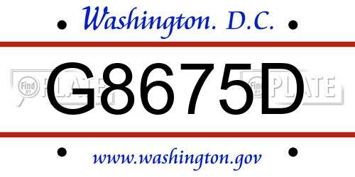 G8675D District Of Columbia License Plate