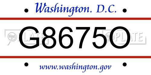 G8675O District Of Columbia License Plate