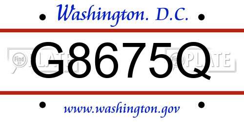 G8675Q District Of Columbia License Plate