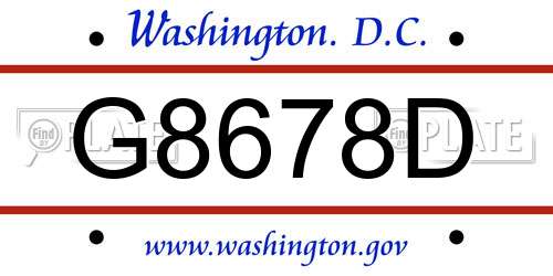 G8678D District Of Columbia License Plate