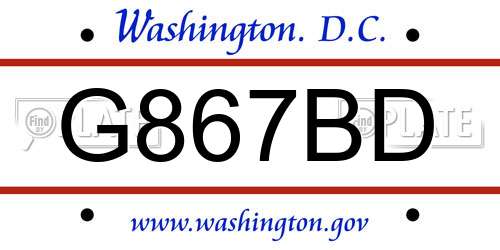 G867BD District Of Columbia License Plate