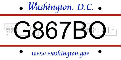 G867BO District Of Columbia License Plate