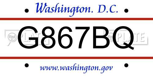 G867BQ District Of Columbia License Plate