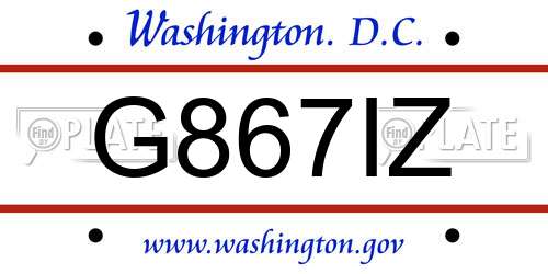 G867IZ District Of Columbia License Plate