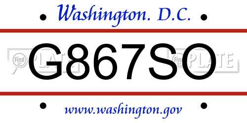G867SO District Of Columbia License Plate
