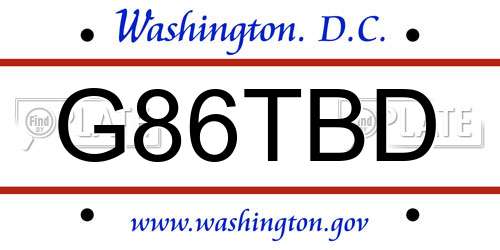G86TBD District Of Columbia License Plate