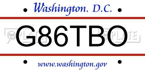 G86TBO District Of Columbia License Plate