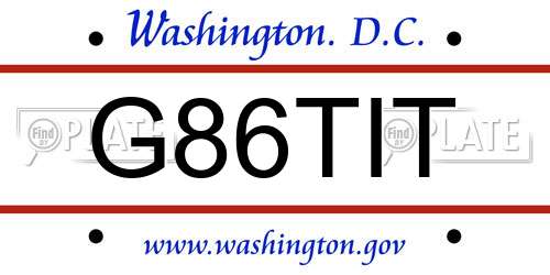 G86TIT District Of Columbia License Plate