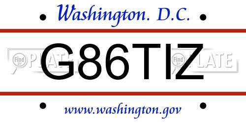 G86TIZ District Of Columbia License Plate