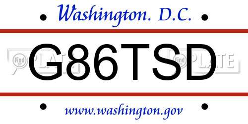 G86TSD District Of Columbia License Plate