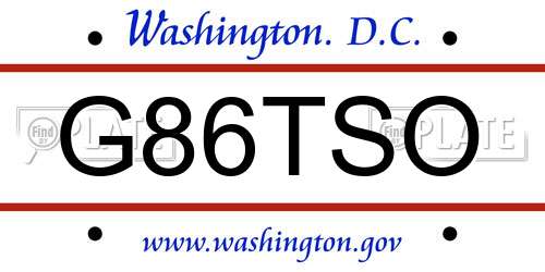 G86TSO District Of Columbia License Plate