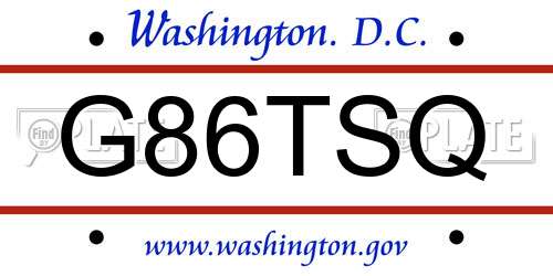 G86TSQ District Of Columbia License Plate