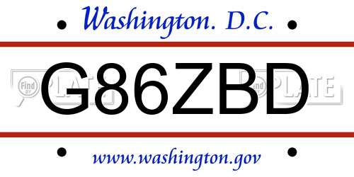 G86ZBD District Of Columbia License Plate