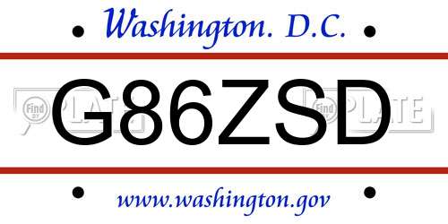 G86ZSD District Of Columbia License Plate