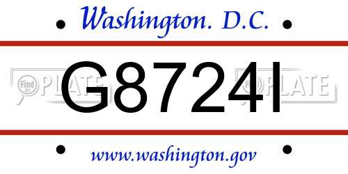 G8724I District Of Columbia License Plate