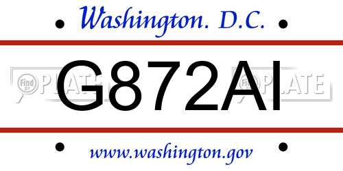 G872AI District Of Columbia License Plate