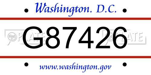 G87426 District Of Columbia License Plate