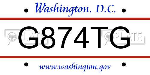 G874TG District Of Columbia License Plate