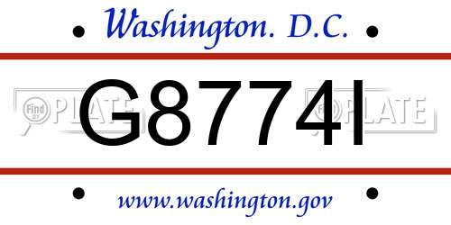 G8774I District Of Columbia License Plate