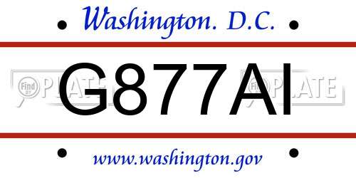 G877AI District Of Columbia License Plate
