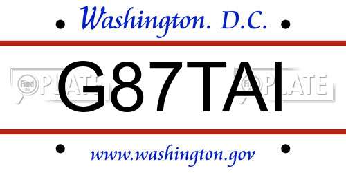 G87TAI District Of Columbia License Plate