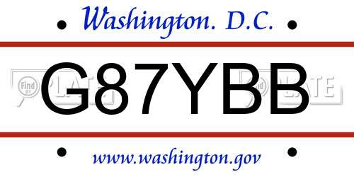 G87YBB District Of Columbia License Plate