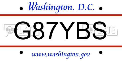 G87YBS District Of Columbia License Plate