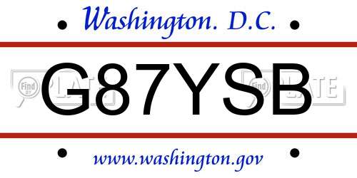 G87YSB District Of Columbia License Plate