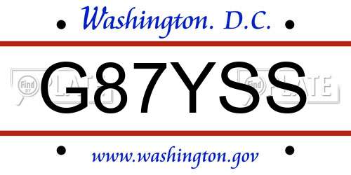 G87YSS District Of Columbia License Plate