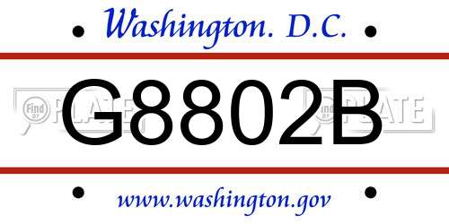 G8802B District Of Columbia License Plate