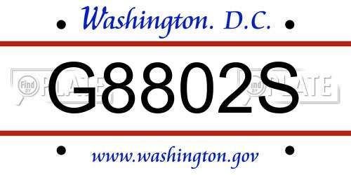 G8802S District Of Columbia License Plate