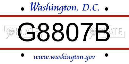 G8807B District Of Columbia License Plate