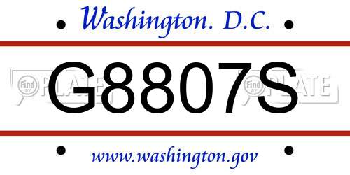 G8807S District Of Columbia License Plate