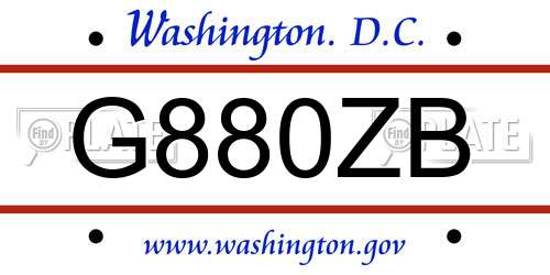 G880ZB District Of Columbia License Plate