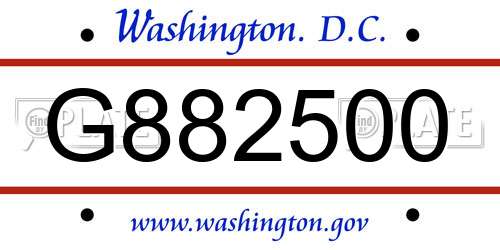 G882500 District Of Columbia License Plate