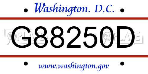 G88250D District Of Columbia License Plate
