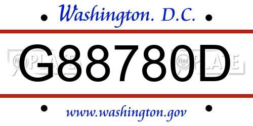 G88780D District Of Columbia License Plate