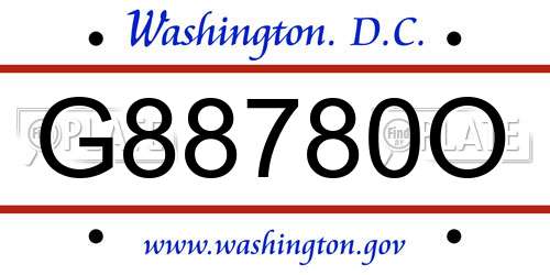 G88780O District Of Columbia License Plate