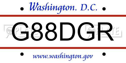 G88DGR District Of Columbia License Plate