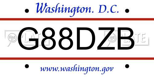 G88DZB District Of Columbia License Plate
