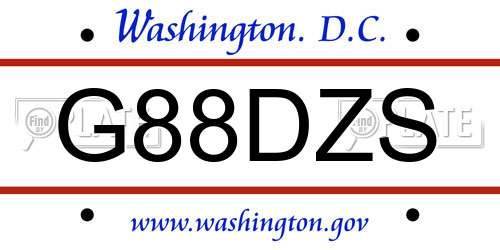 G88DZS District Of Columbia License Plate
