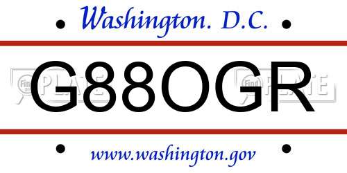 G88OGR District Of Columbia License Plate